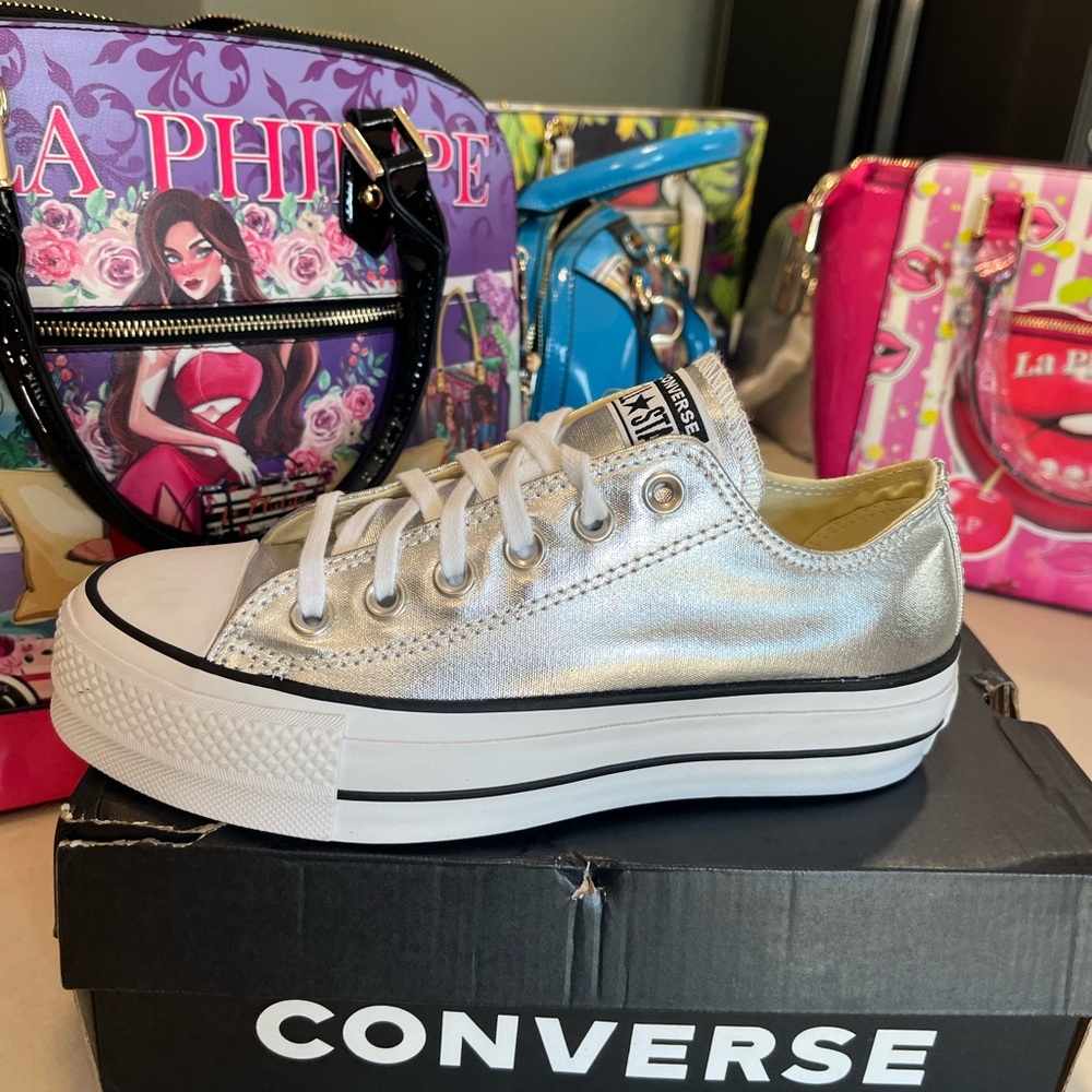 Converse Metallic Silver All Star Sneakers